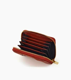 Porte cartes zippé Ella en cuir grainé - Mahogany Brown
