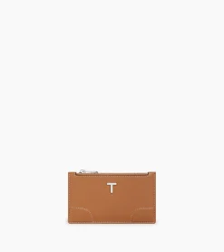 Porte cartes zippé Romy en cuir grainé - Brown Tan