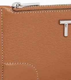 Porte cartes zippé Romy en cuir grainé - Brown Tan