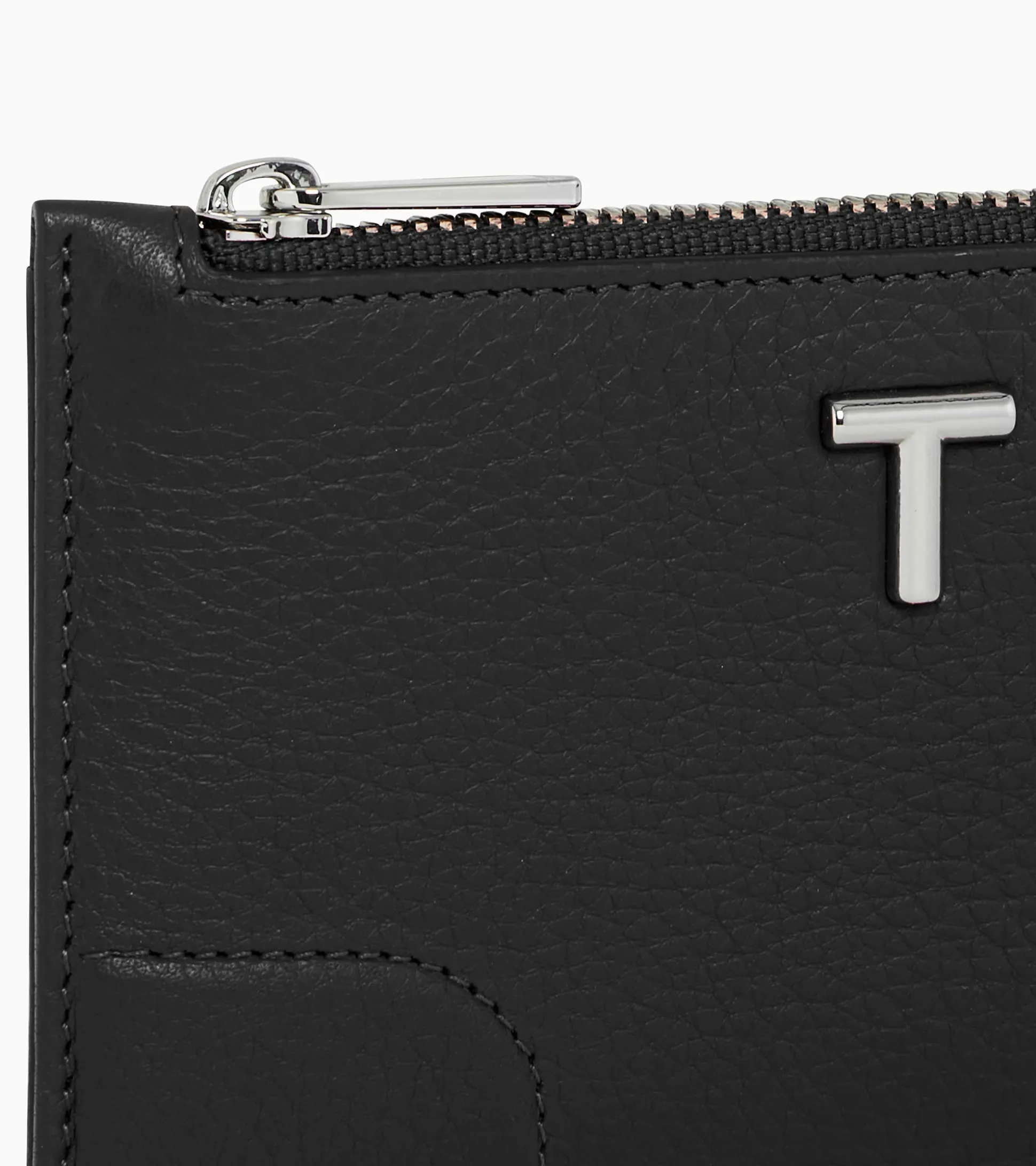 Porte cartes zippé Romy en cuir grainé - Black
