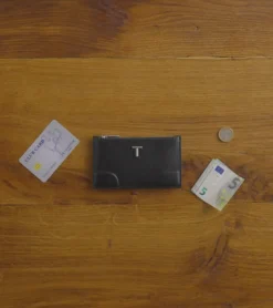 Porte cartes zippé Romy en cuir grainé - Black