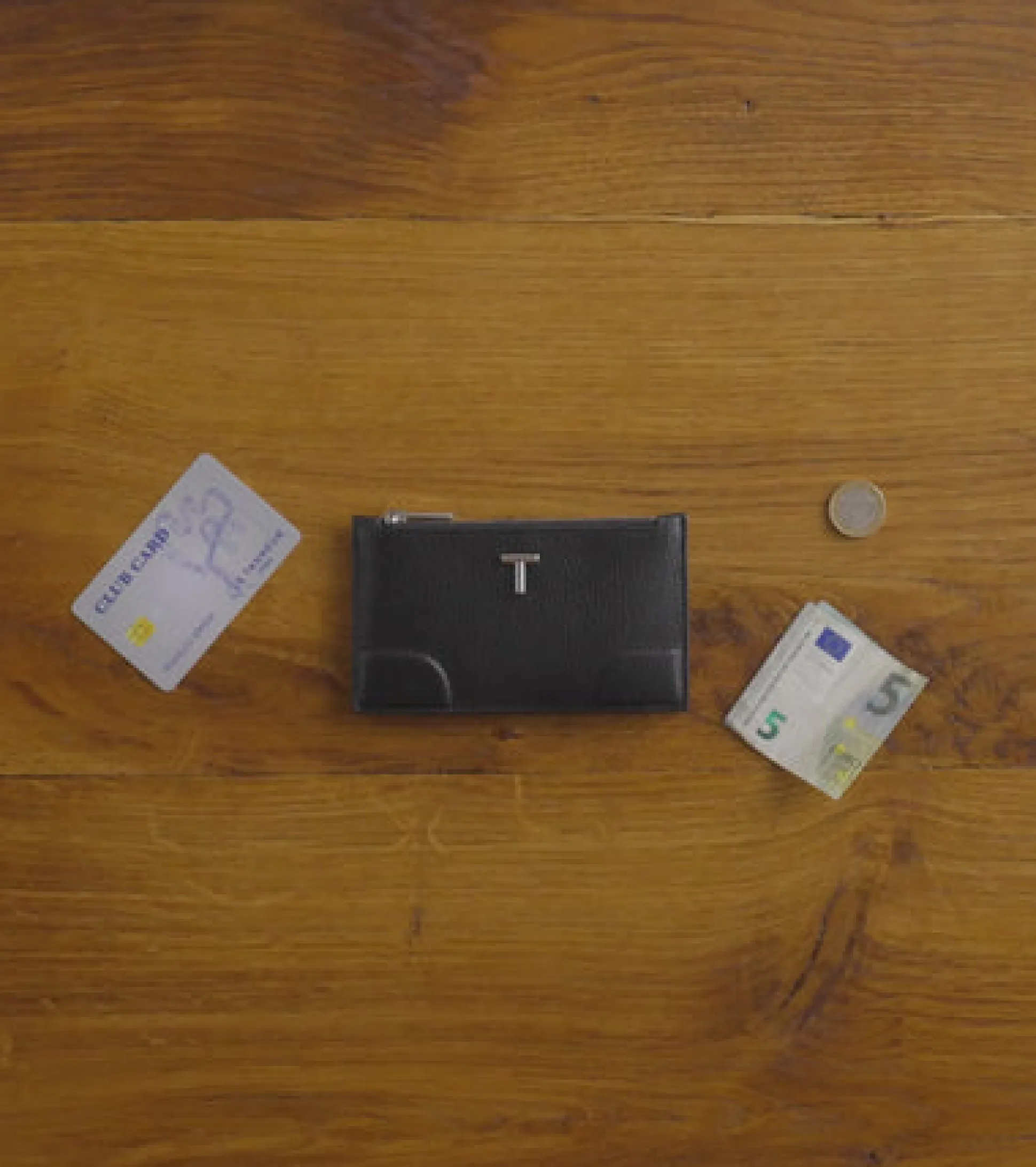 Porte cartes zippé Romy en cuir grainé - Black