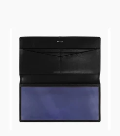 Porte chéquier zippé Charlotte en cuir lisse - Black
