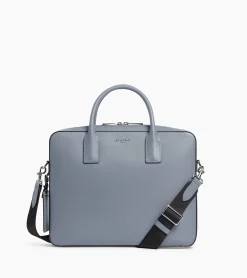 Porte document slim 14" Emile en cuir signature T - BLEU ARGILE