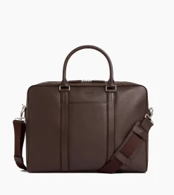 Porte documents 15" 1 soufflet Charles en cuir grainé - Coffee Brown