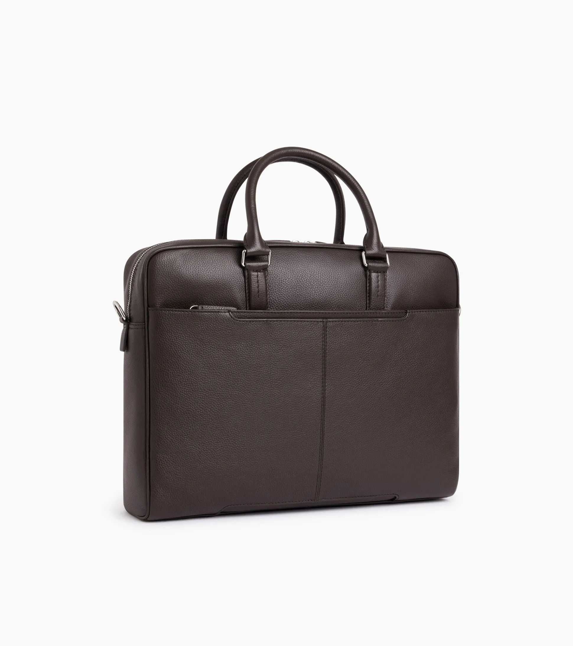Porte documents 15" 1 soufflet Charles en cuir grainé - Coffee Brown
