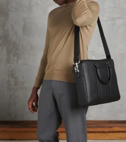 Porte documents 14" Charles en cuir grainé - Black