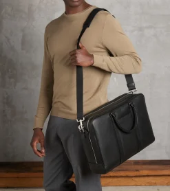 Porte documents 17" Charles en cuir grainé - Black