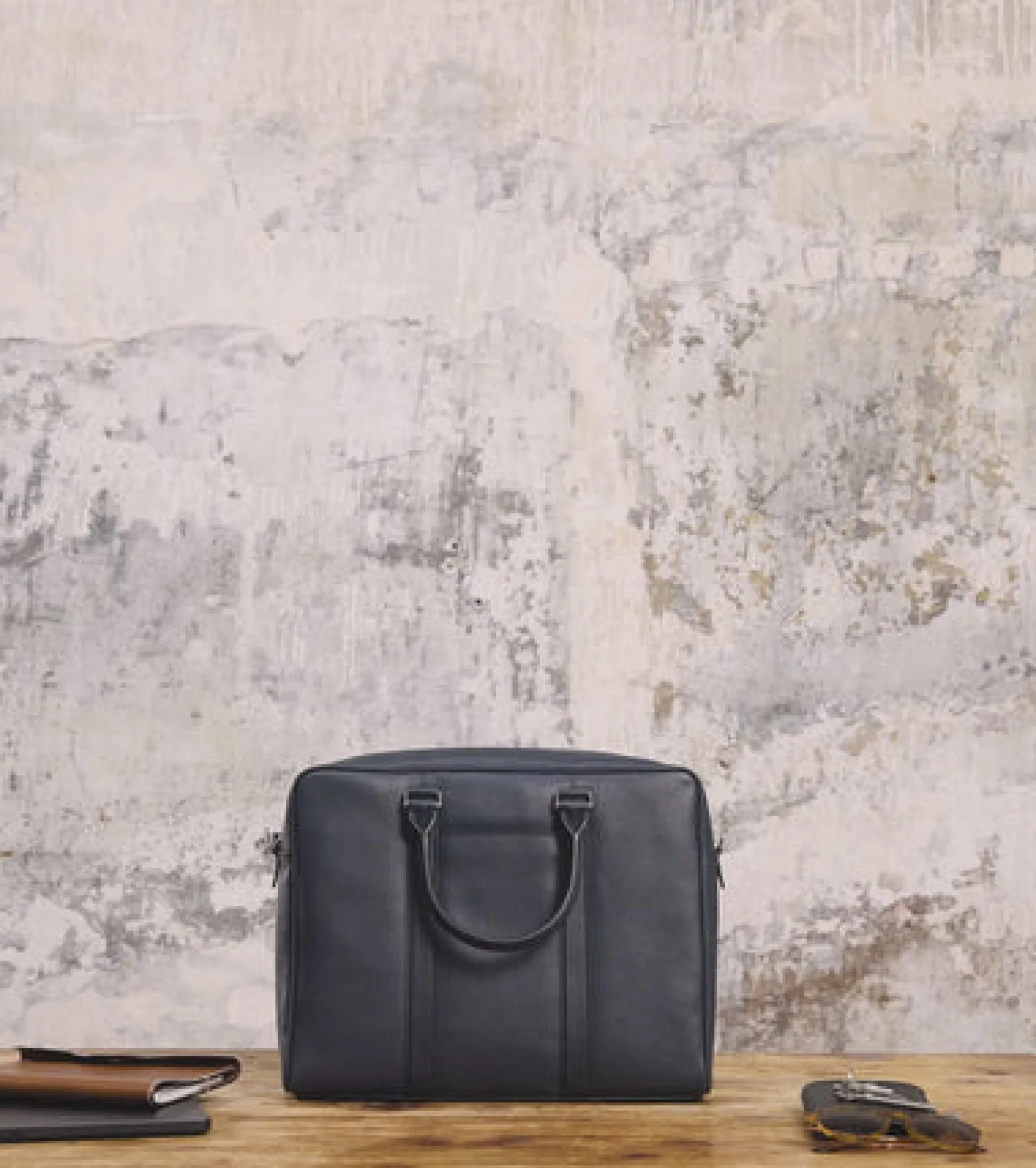 Porte documents 14" Charles en cuir grainé - Twilight Blue