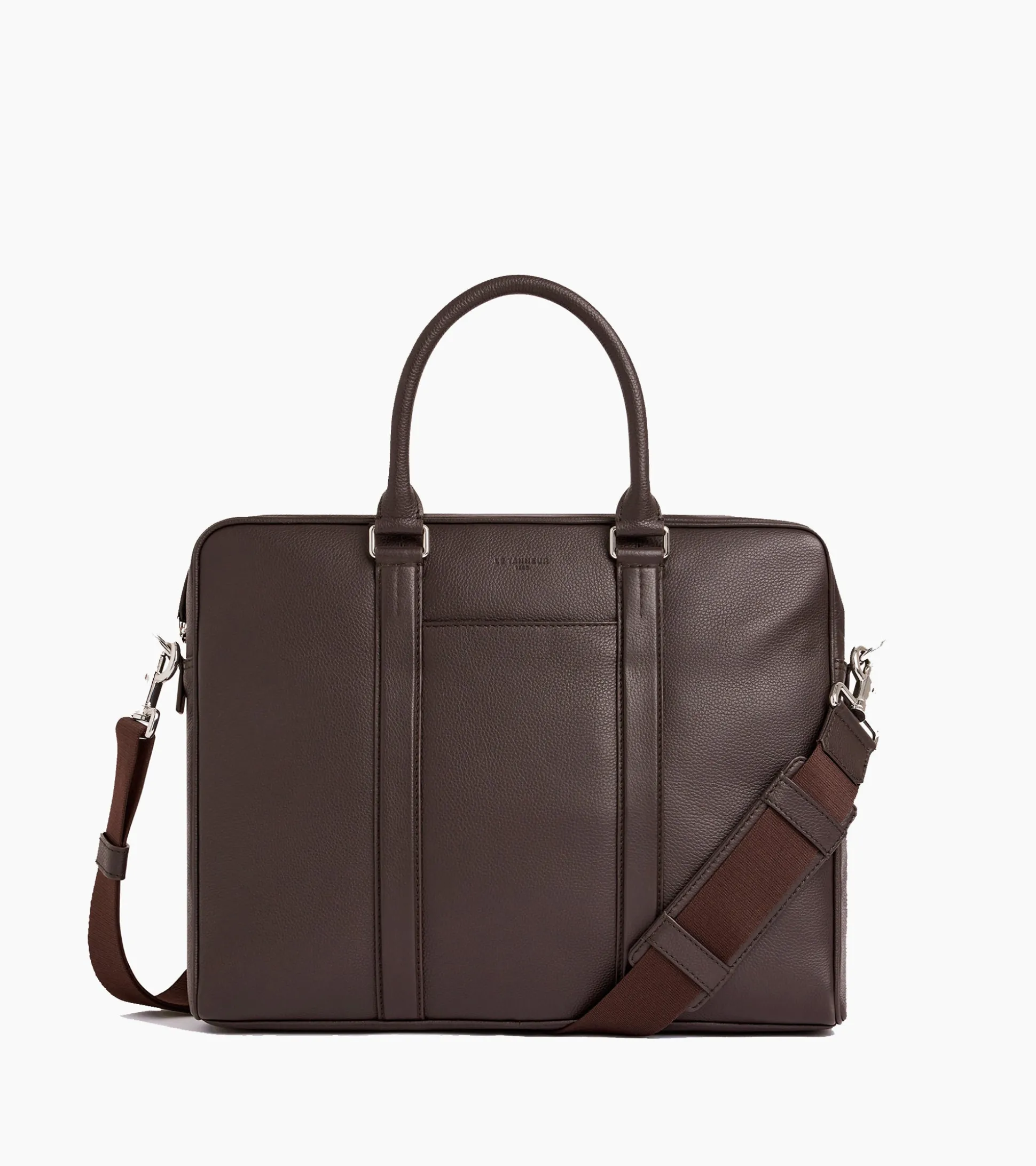 Porte documents 14" Charles en cuir grainé - Coffee Brown