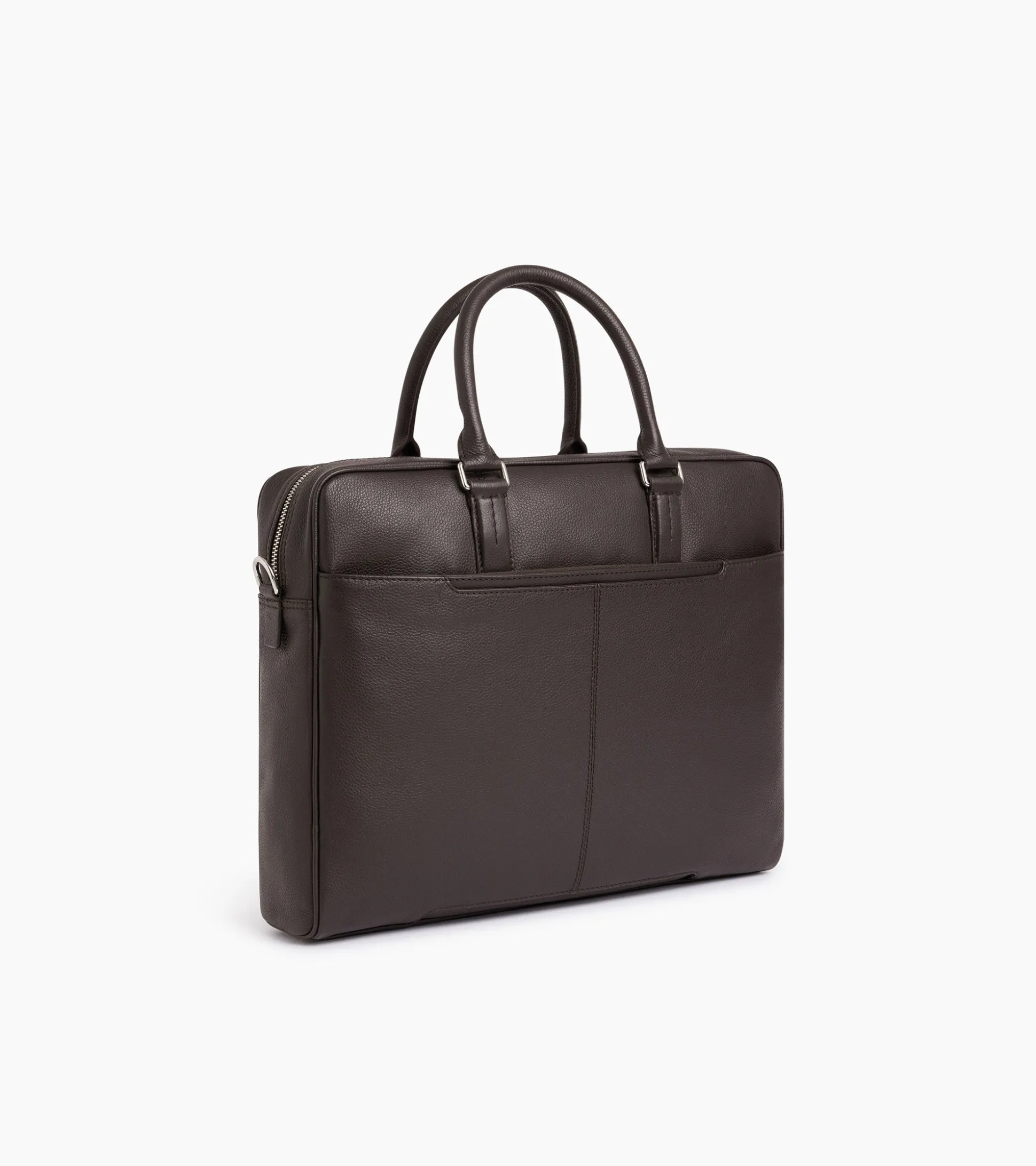 Porte documents 14" Charles en cuir grainé - Coffee Brown