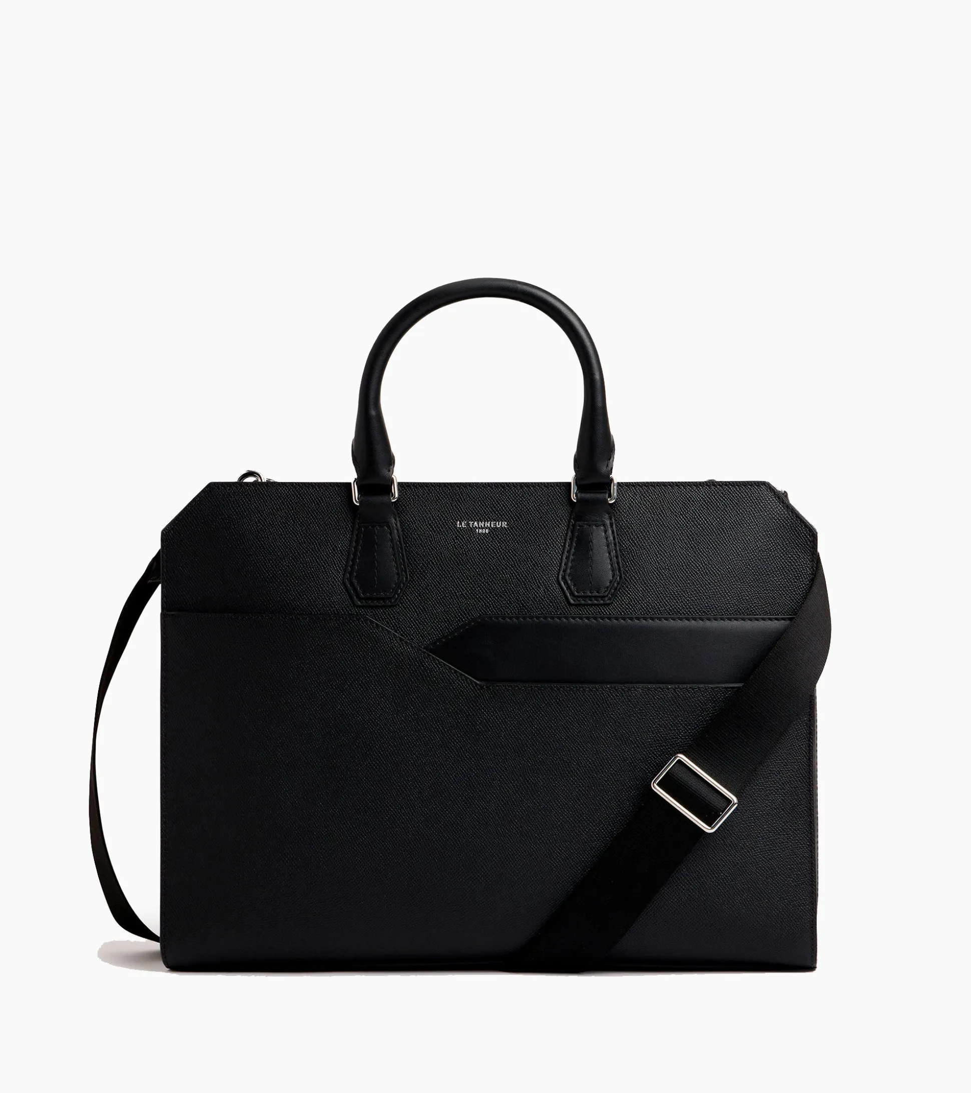 Porte documents 15" Gaston en cuir grain croisé - Black
