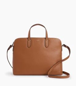 Porte documents 1 soufflet 14" Sophie en cuir grainé - Brown Tan