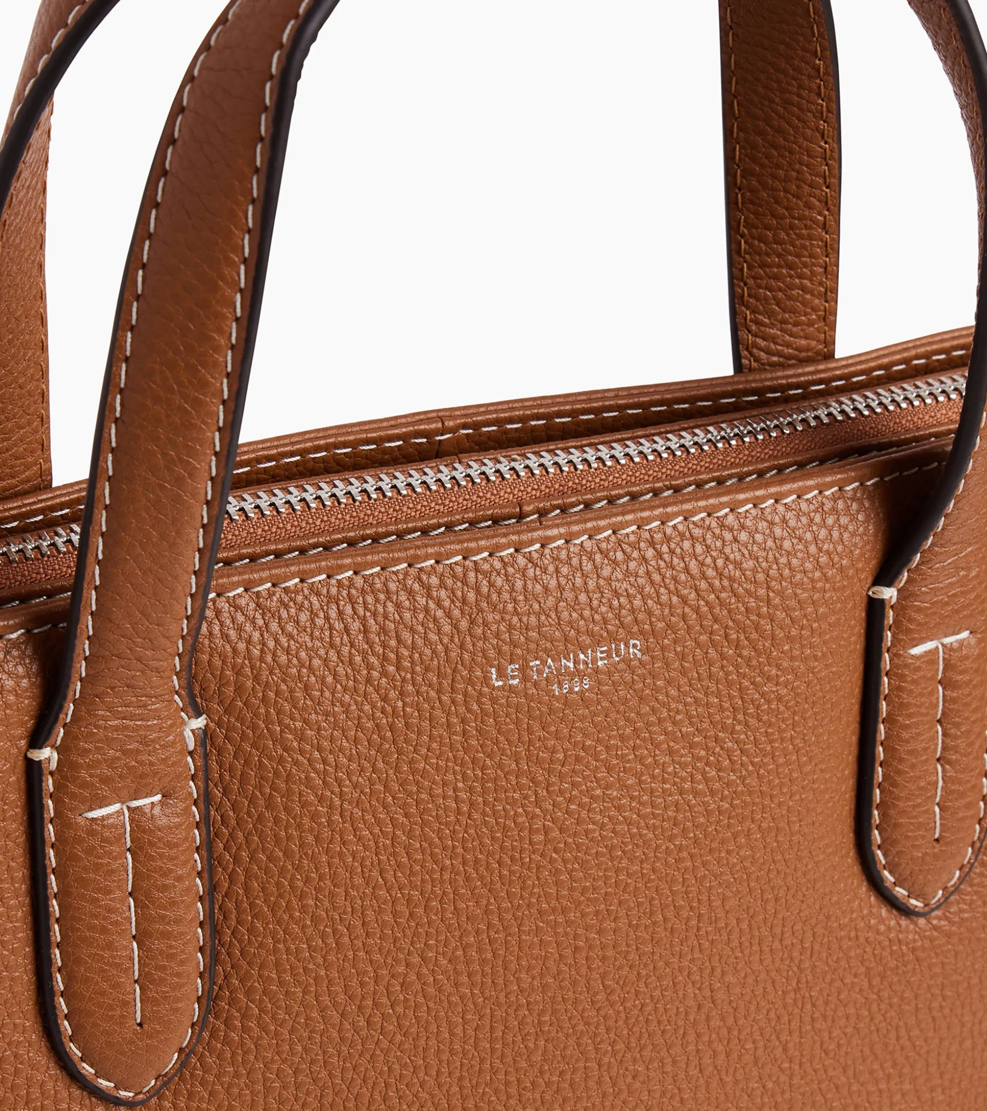 Porte documents 1 soufflet 14" Sophie en cuir grainé - Brown Tan