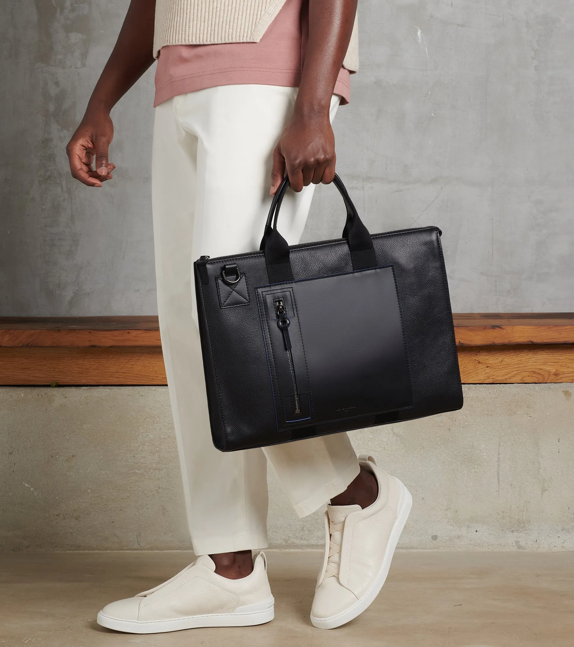 Porte documents Alexis en cuir grainé - Black