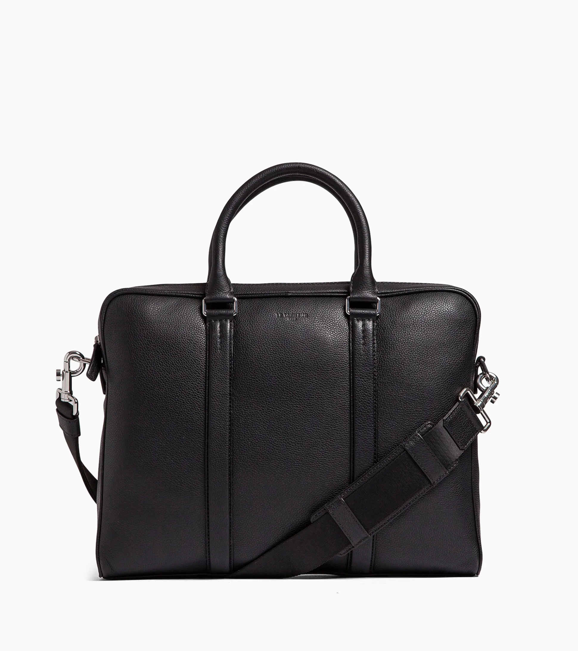 Porte documents slim 14" Charles en cuir grainé - Black