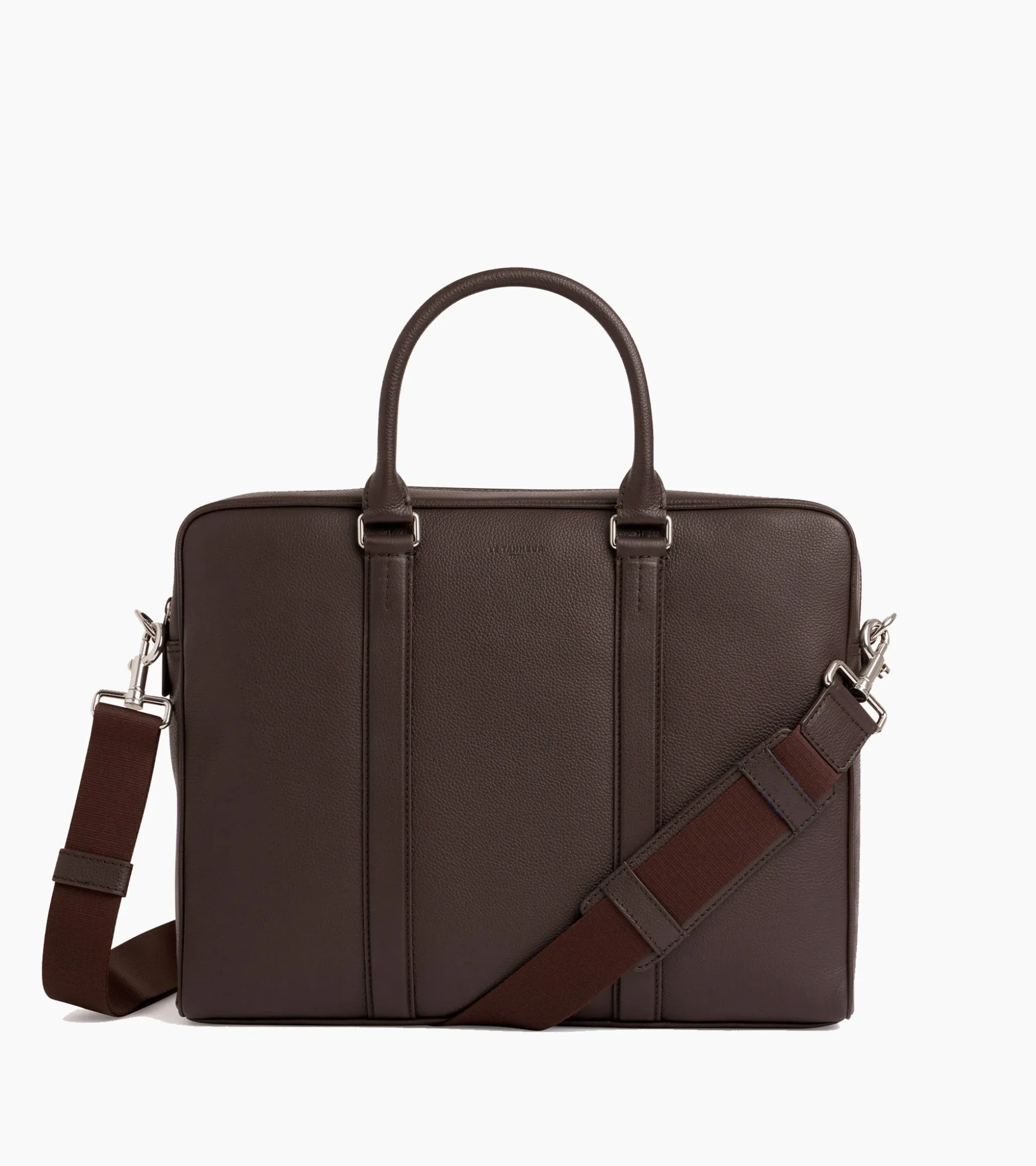 Porte documents slim 14" Charles en cuir grainé - Coffee Brown