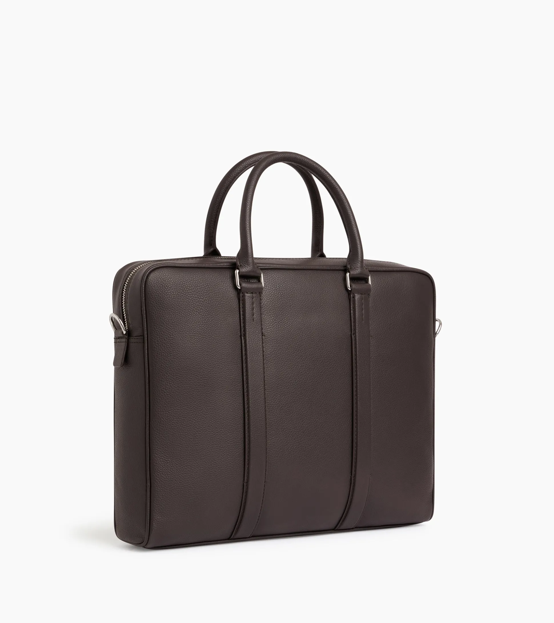 Porte documents slim 14" Charles en cuir grainé - Coffee Brown