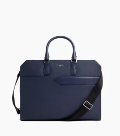 Porte documents slim 15" Gaston en cuir grain croisé - Twilight Blue