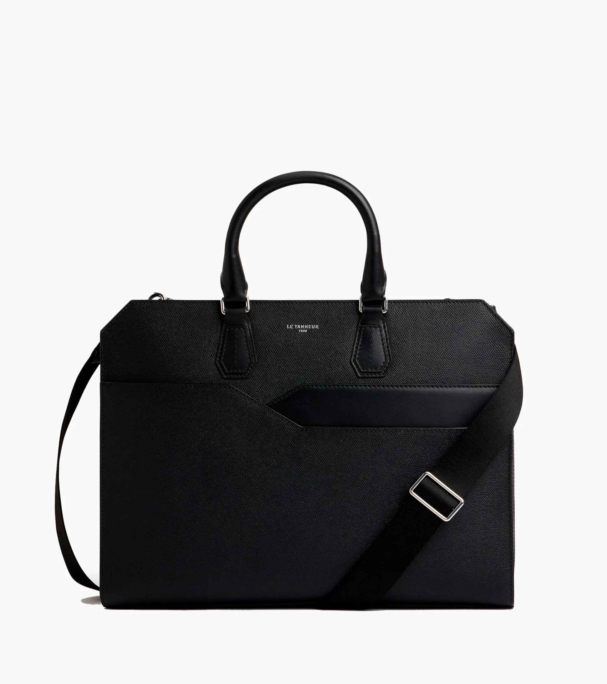 Porte documents slim 15" Gaston en cuir grain croisé - Black