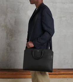 Porte documents slim 15" Gaston en cuir grain croisé - Black