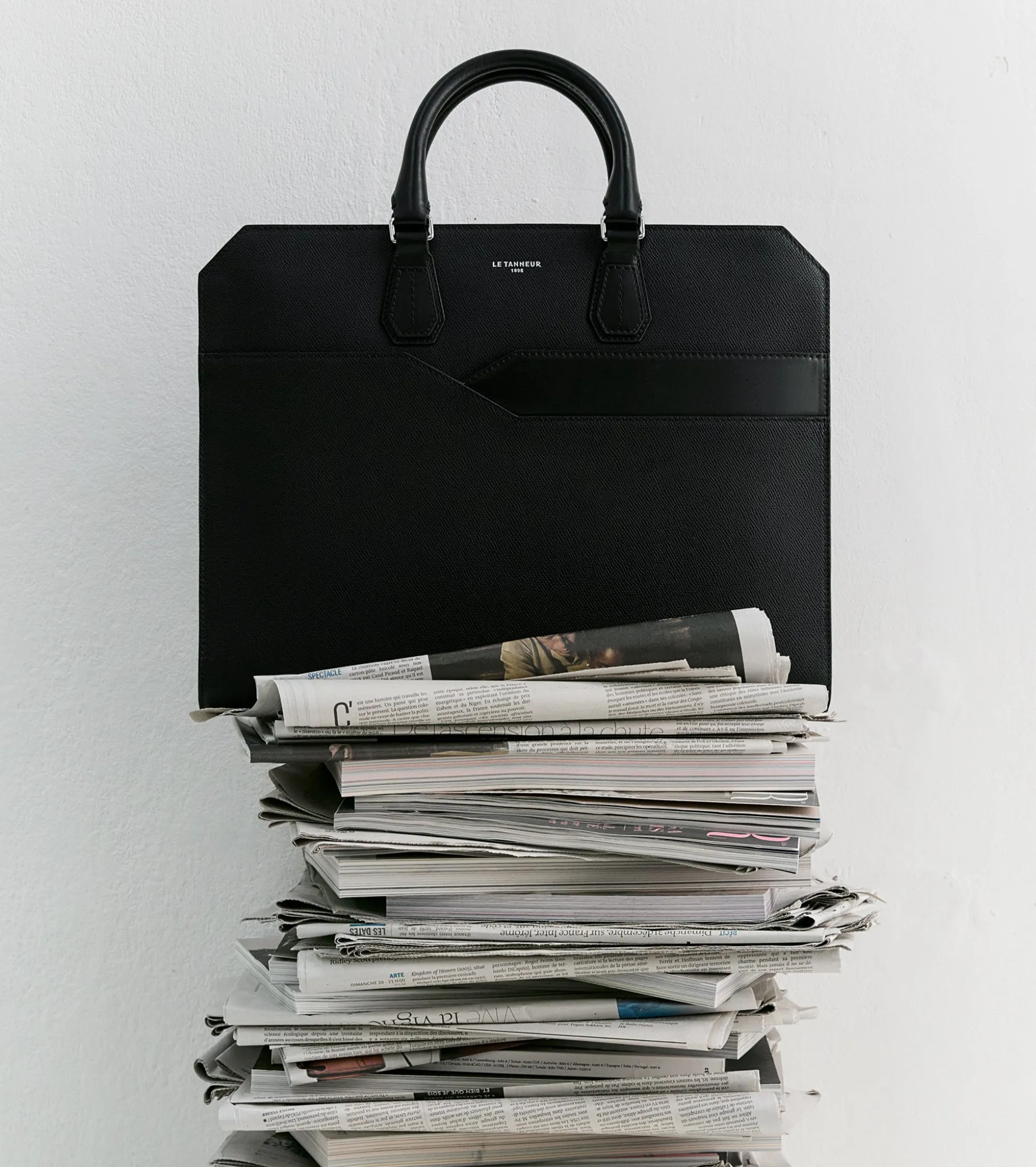 Porte documents slim 15" Gaston en cuir grain croisé - Black