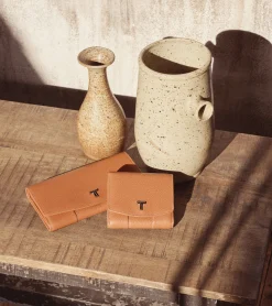 Porte monnaie à rabat Romy en cuir grainé - Brown Tan