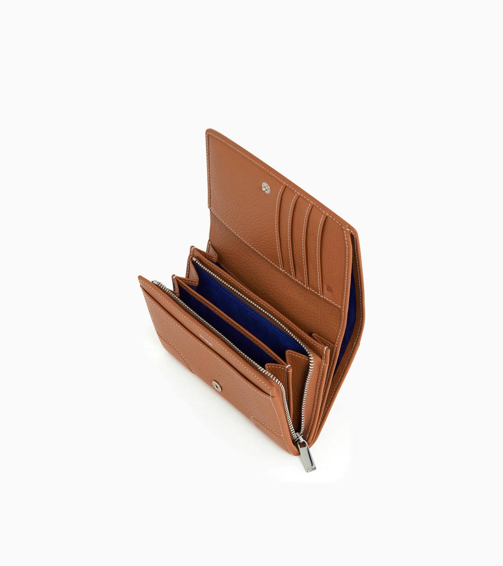 Porte monnaie à rabat Romy en cuir grainé - Brown Tan