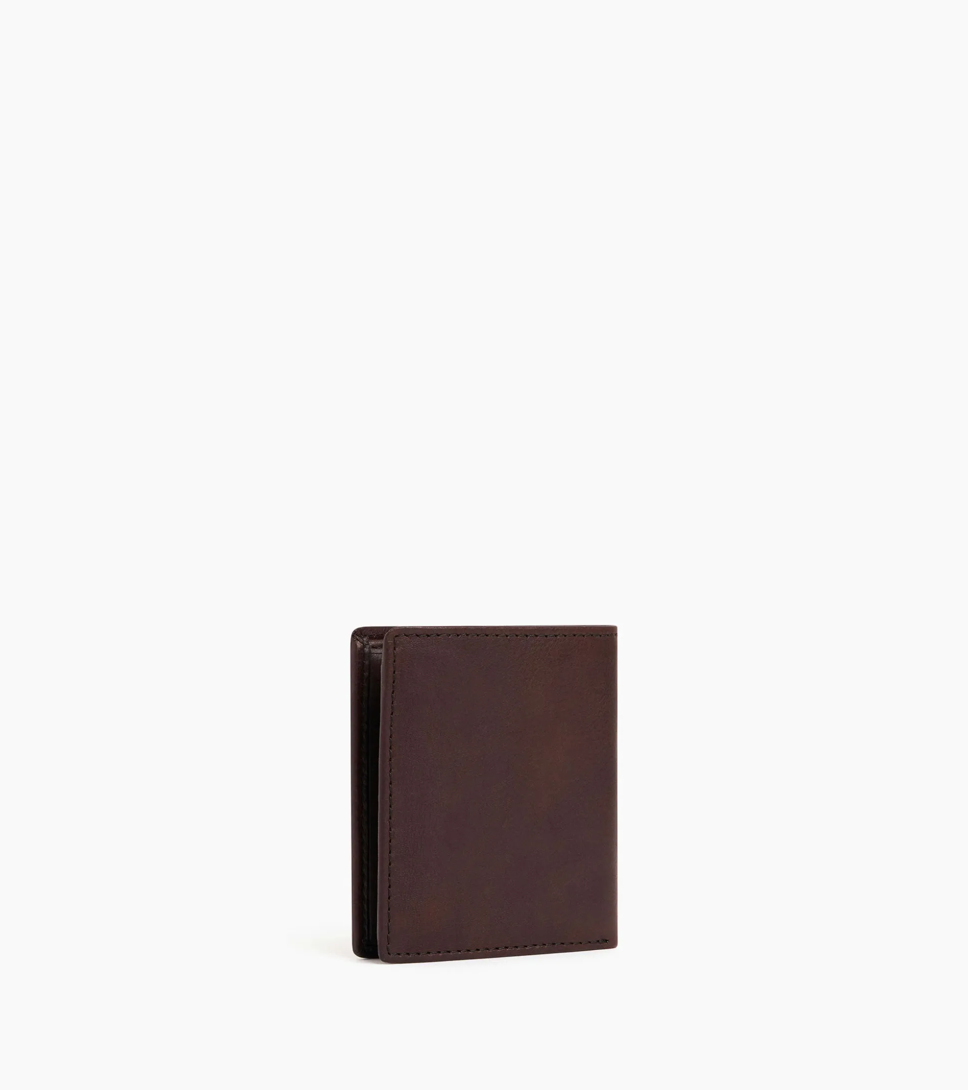 Porte monnaie boite avec poche billets Gary en cuir huilé - Brown