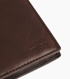 Porte monnaie boite avec poche billets Gary en cuir huilé - Brown