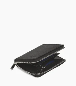 Porte monnaie zip en L Charles en cuir grainé - Black