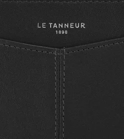 Porte monnaie zippé avec porte cartes amovible Charlotte en cuir lisse - Black