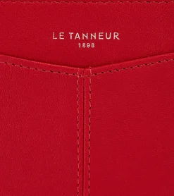 Porte monnaie zippé avec porte cartes amovible Charlotte en cuir lisse - Garnet red