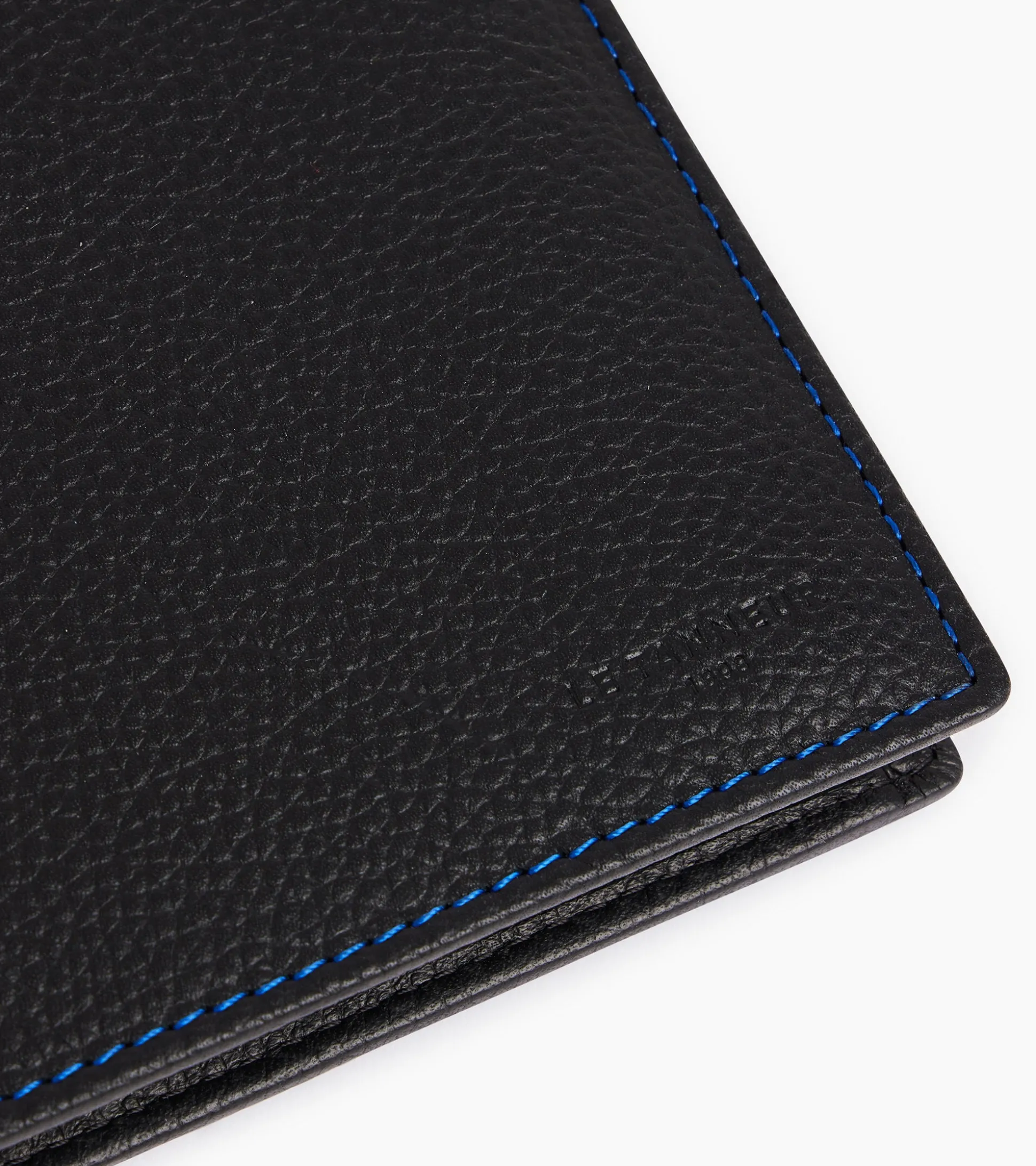 Portefeuille à rabat 2 volets Charles en cuir grainé - Black Le Bleu
