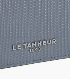 Portefeuille à rabat 2 volets Emile en cuir signature T - BLEU ARGILE