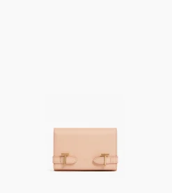 Portefeuille Emilie en cuir signature T - ROSE POUDRE