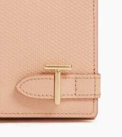 Portefeuille Emilie en cuir signature T - ROSE POUDRE