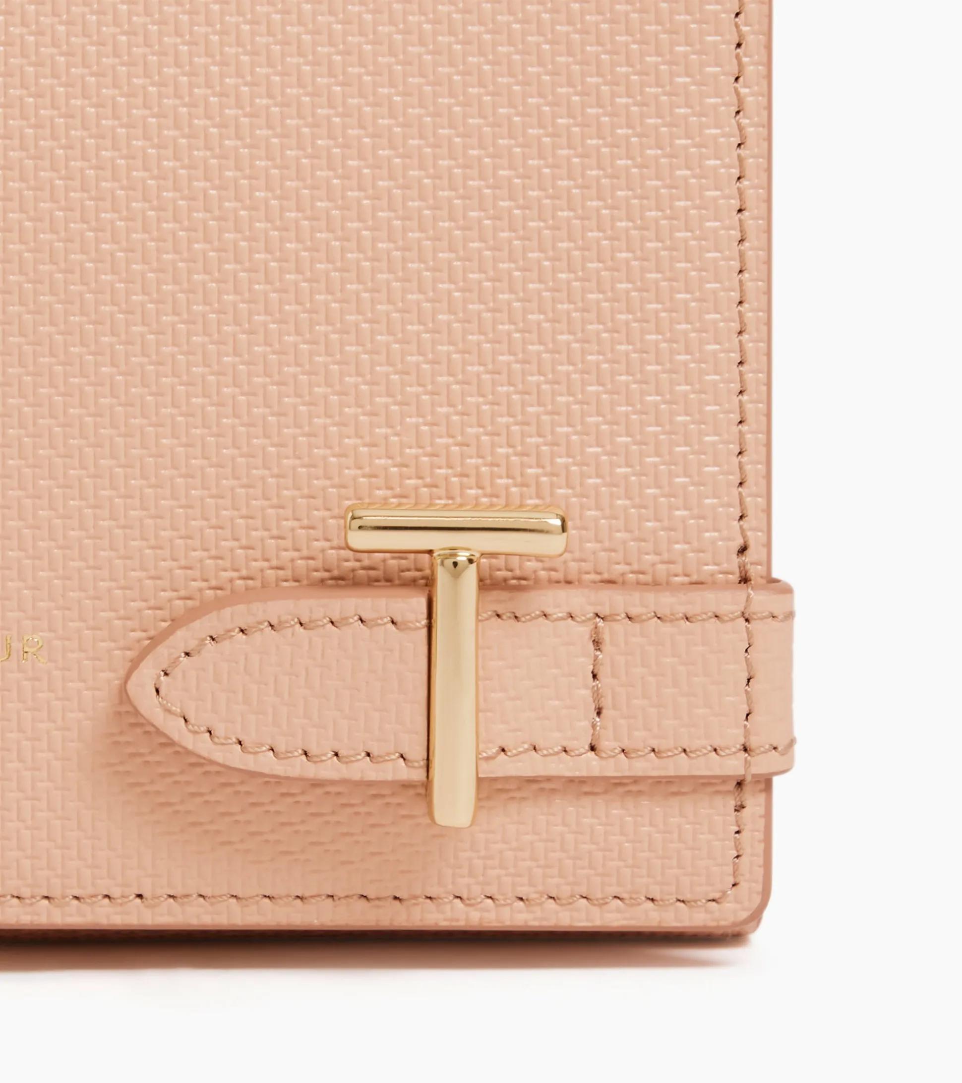 Portefeuille Emilie en cuir signature T - ROSE POUDRE