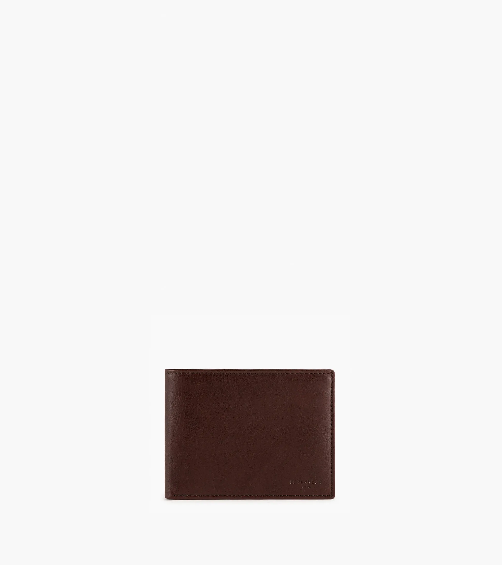 Portefeuille horizontal à rabat 2 volets en cuir huilé - Brown
