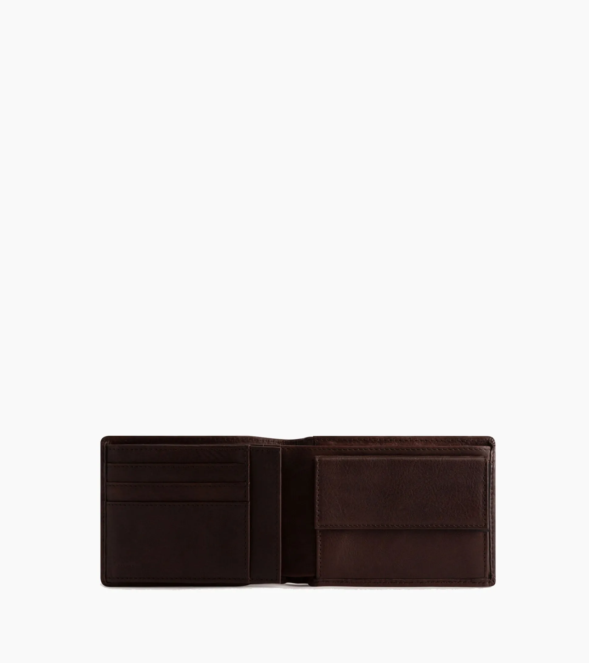 Portefeuille horizontal à rabat 2 volets en cuir huilé - Brown