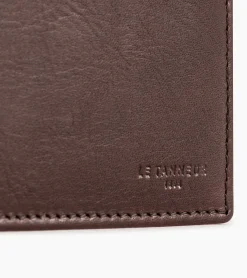 Portefeuille horizontal à rabat 2 volets en cuir huilé - Brown