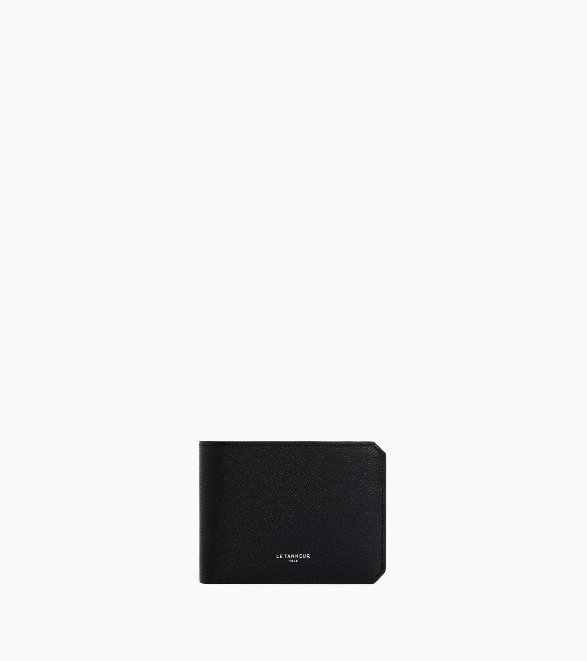 Portefeuille horizontal 2 volets Gaston en cuir grain croisé - Black