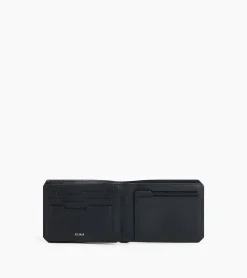 Portefeuille horizontal 2 volets Gaston en cuir grain croisé - Black