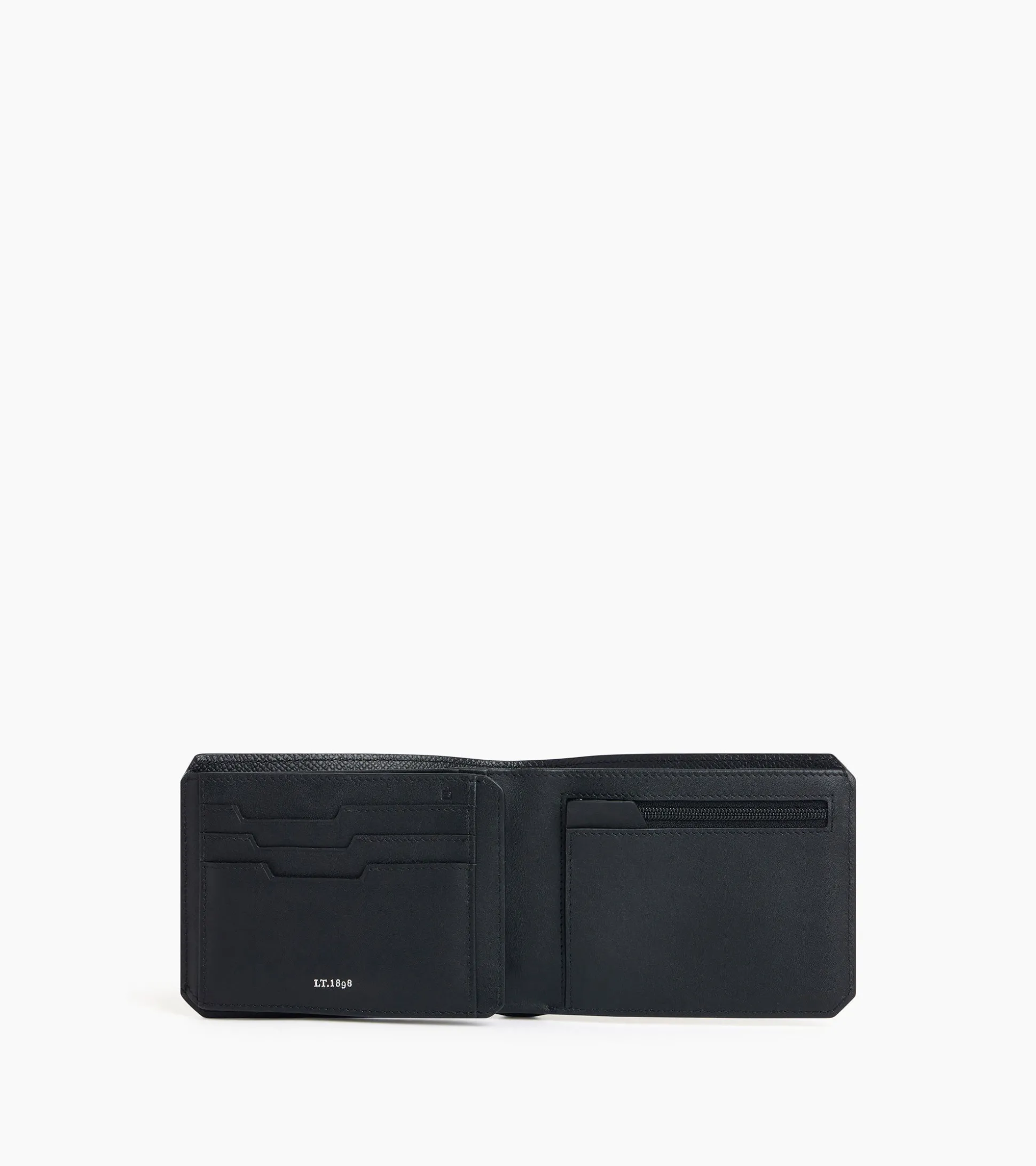 Portefeuille horizontal 2 volets Gaston en cuir grain croisé - Black