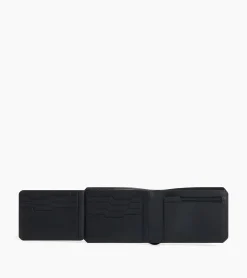 Portefeuille horizontal 2 volets Gaston en cuir grain croisé - Black
