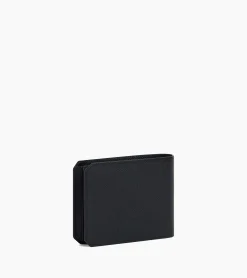 Portefeuille horizontal 2 volets Gaston en cuir grain croisé - Black
