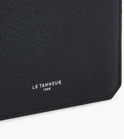 Portefeuille horizontal 2 volets Gaston en cuir grain croisé - Black