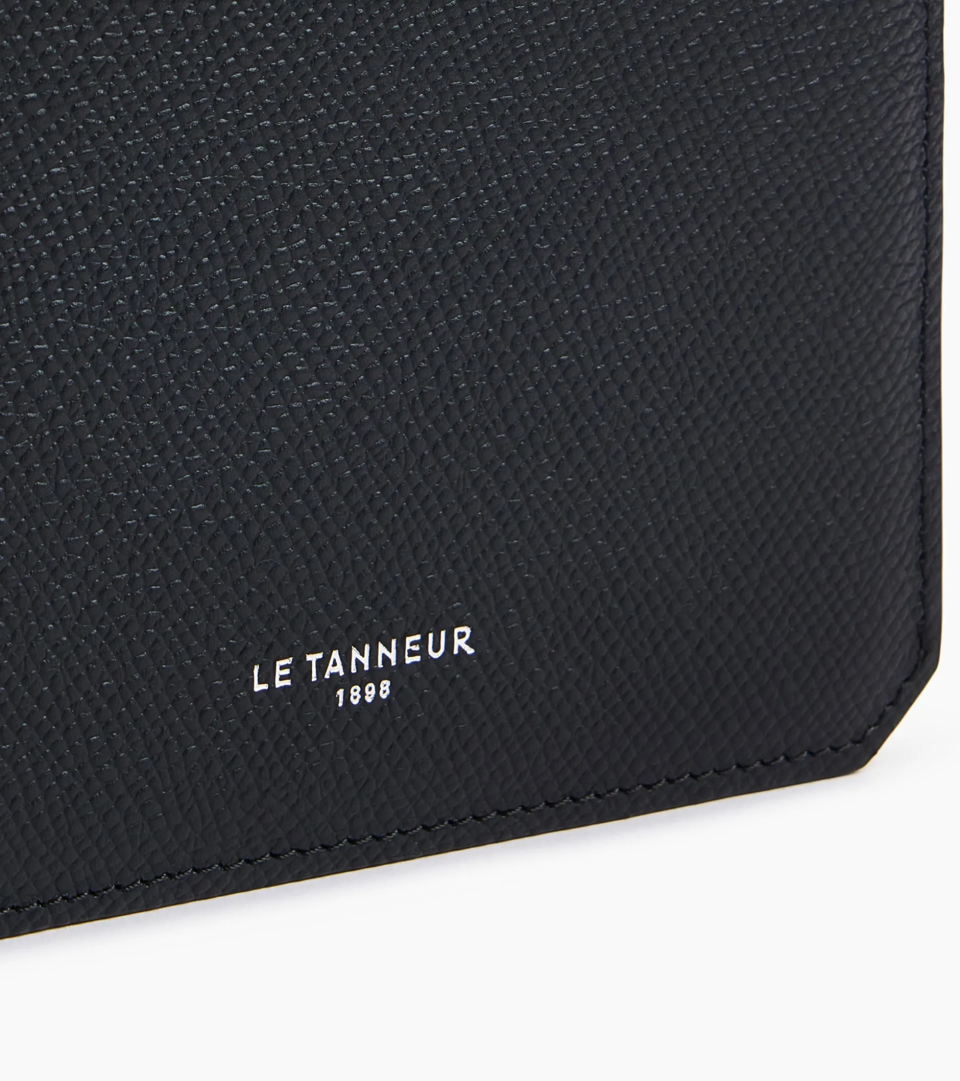 Portefeuille horizontal 2 volets Gaston en cuir grain croisé - Black