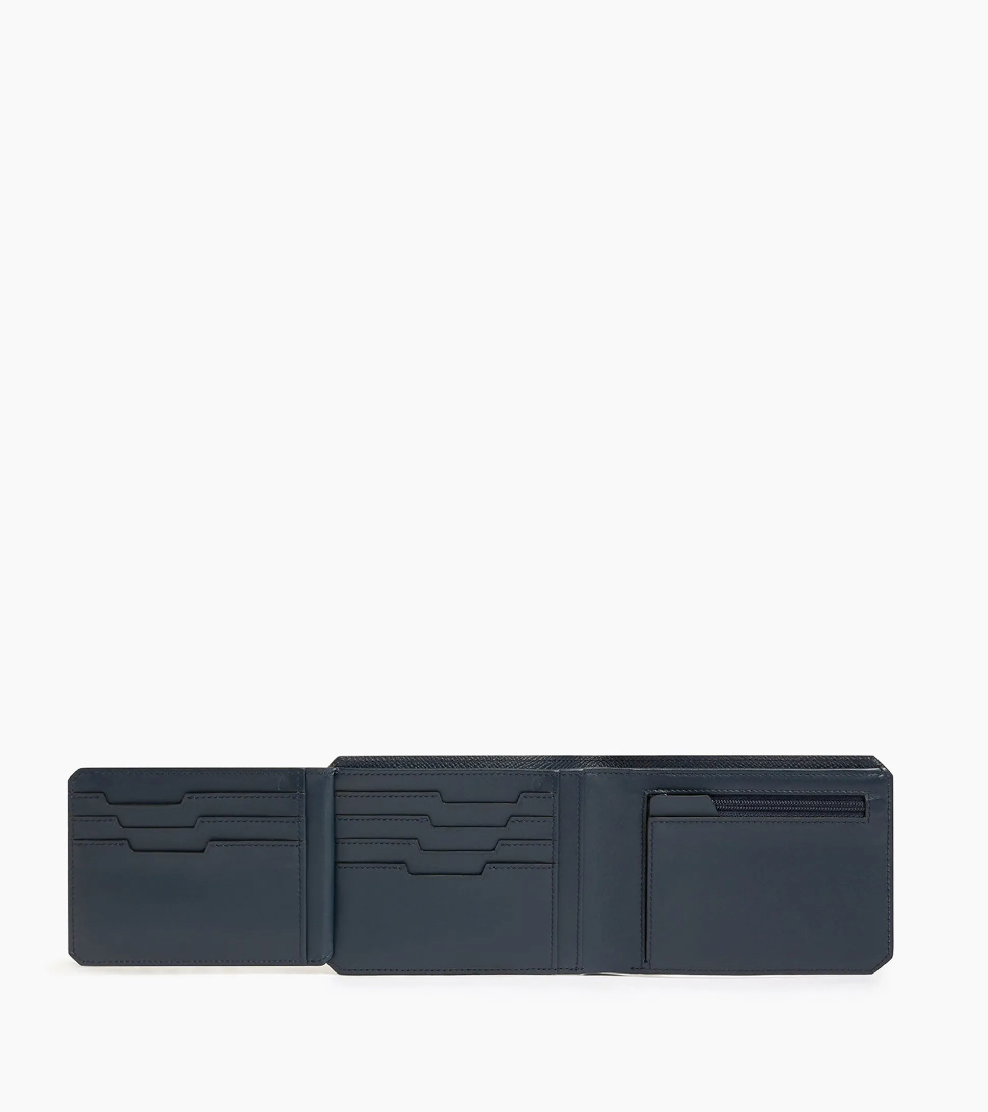 Portefeuille horizontal 2 volets Gaston en cuir grain croisé - CREPUSCULE