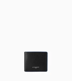 Portefeuille horizontal poche monnaie à rabat Augustin en cuir grainé - Black Le Bleu